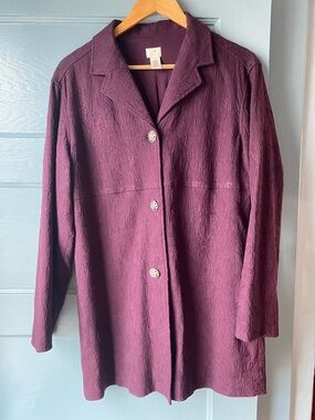 J. Jill Stretch Eggplant Button-Front Jacket